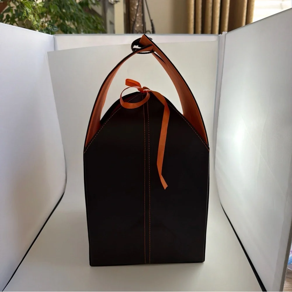 Faux, leather wine, carrier, gift box portable four bottle holder, picnic